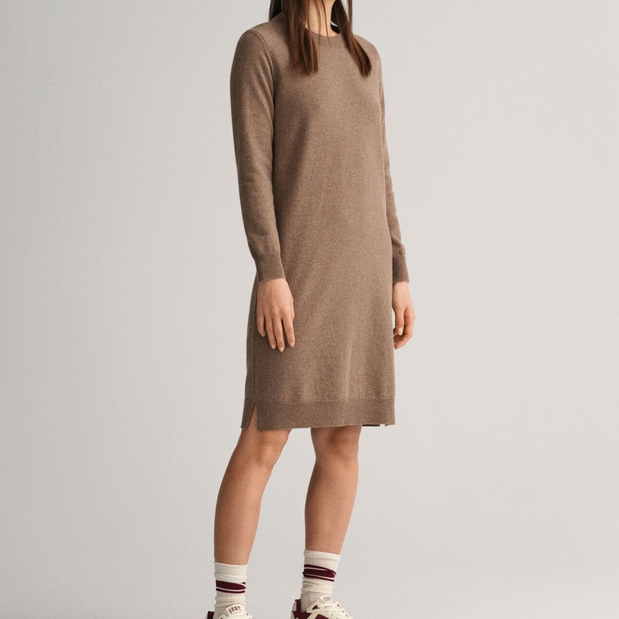 GANT Midi suknelė moterims, Ruda, SUPERFINE LAMBSWOOL DRESS 2