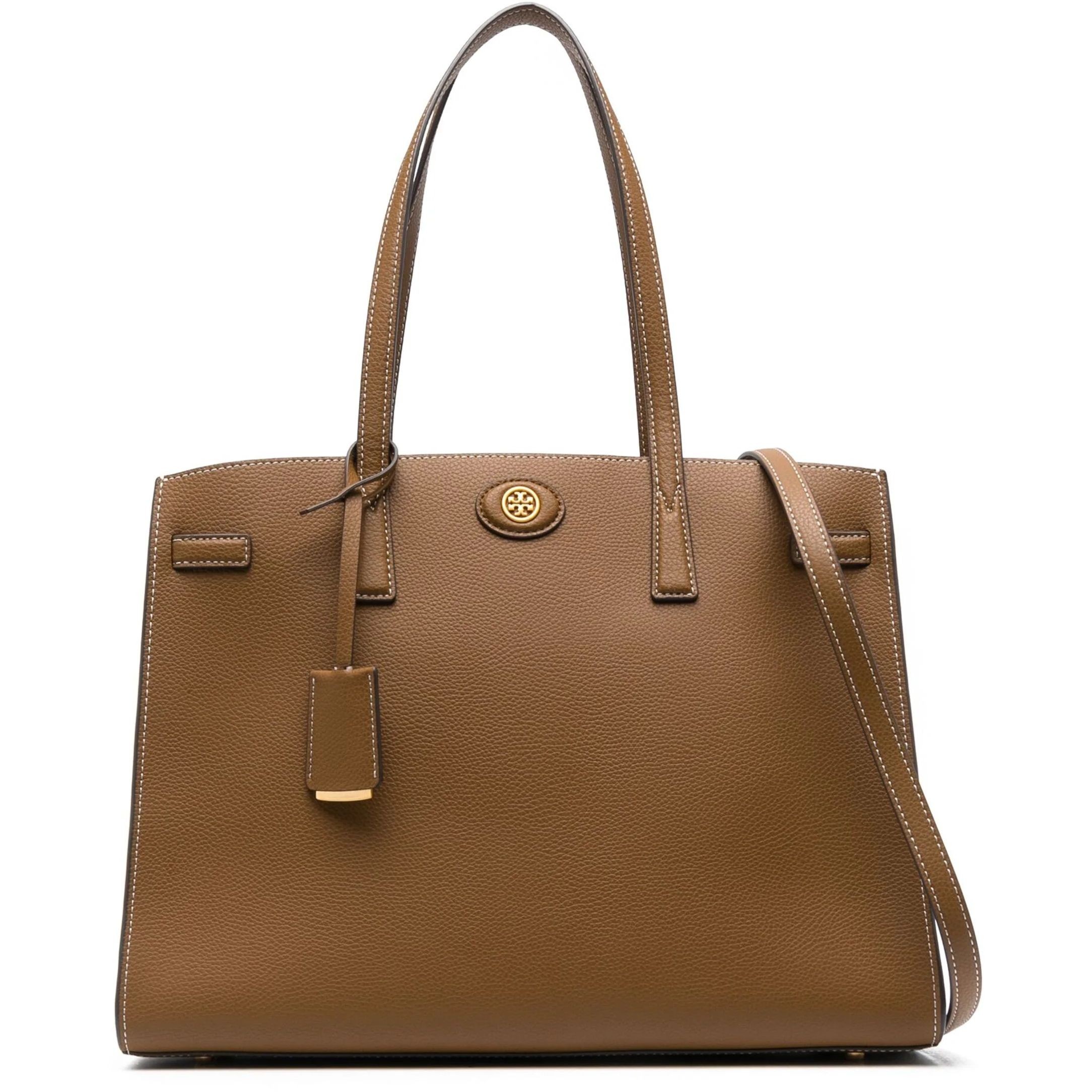 TORY BURCH Delninukė moterims, Ruda, Robinson pebbled satchel 1