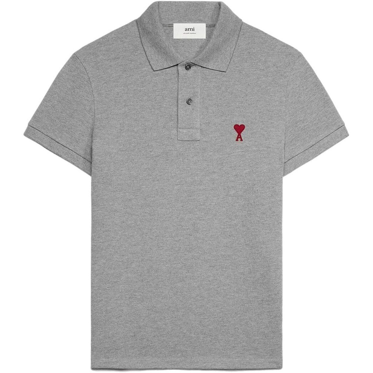 AMI PARIS Polo marškiniai trumpos rank., Pilka, Ami de coeur polo shirt 1