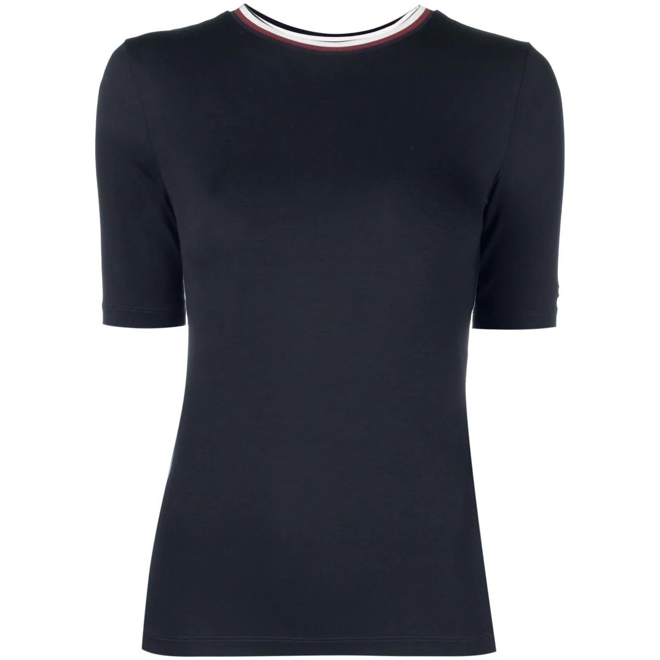 TOMMY HILFIGER Marškinėliai trump. rankovėmis moterims, Mėlyna, Slim global stripe c-neck tee 1