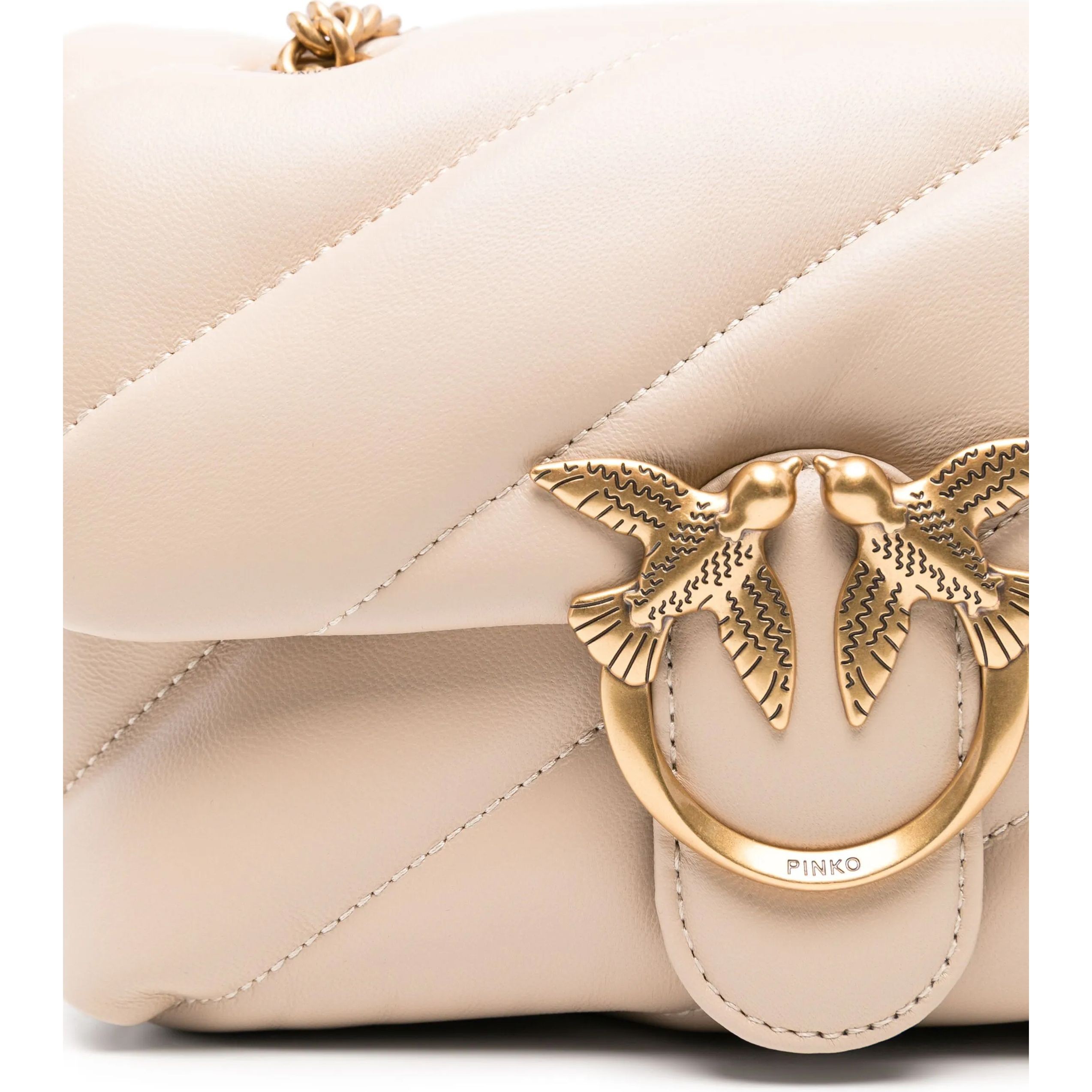 PINKO Rankinė per petį moterims, Smėlio, Love puff mini shoulder bag 3