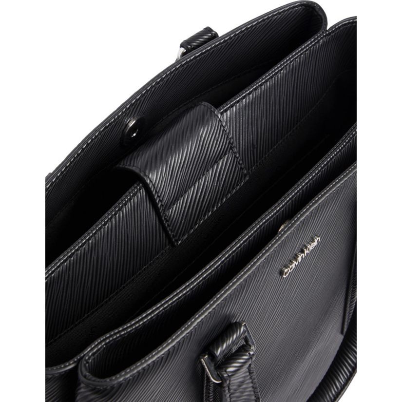 CALVIN KLEIN Rankinė per petį moterims, Juoda, ELEVATED TOTE MD SAFFIANO 3