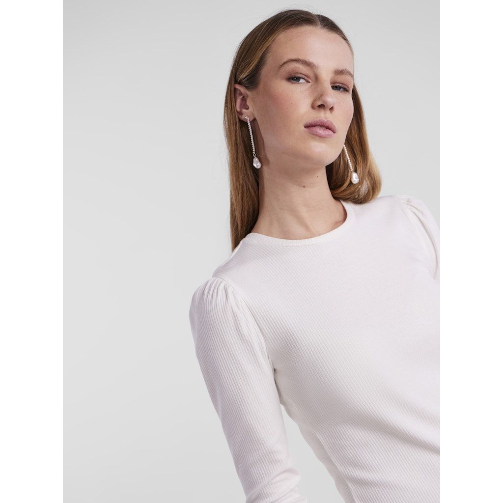 PIECES Marškinėliai moterims, Balta, PCRUKA LS PUFF TOP N 5