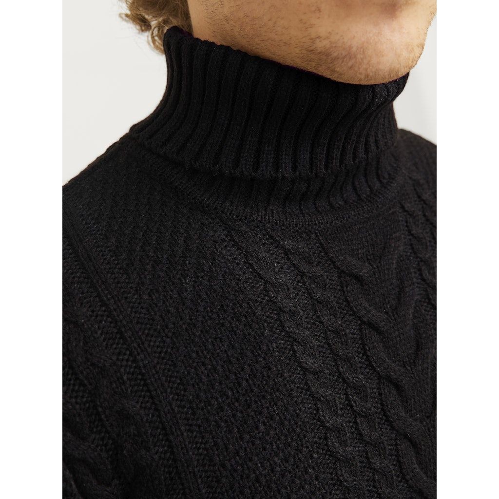 JACK & JONES Megztinis su kaklu vyrams, Juoda, Craig knit roll neck 3