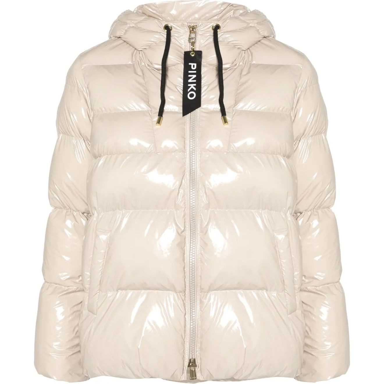 PINKO Pūkinė striukė moterims, Smėlio, Eleodoro padded jacket