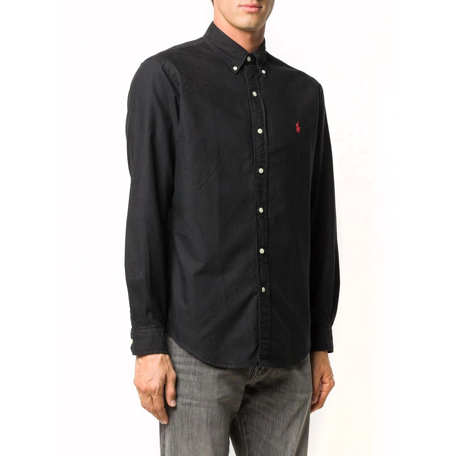 POLO RALPH LAUREN Marškiniai ilgomis rankovėmis vyrams, Juoda, Custom fit oxford shirt 1