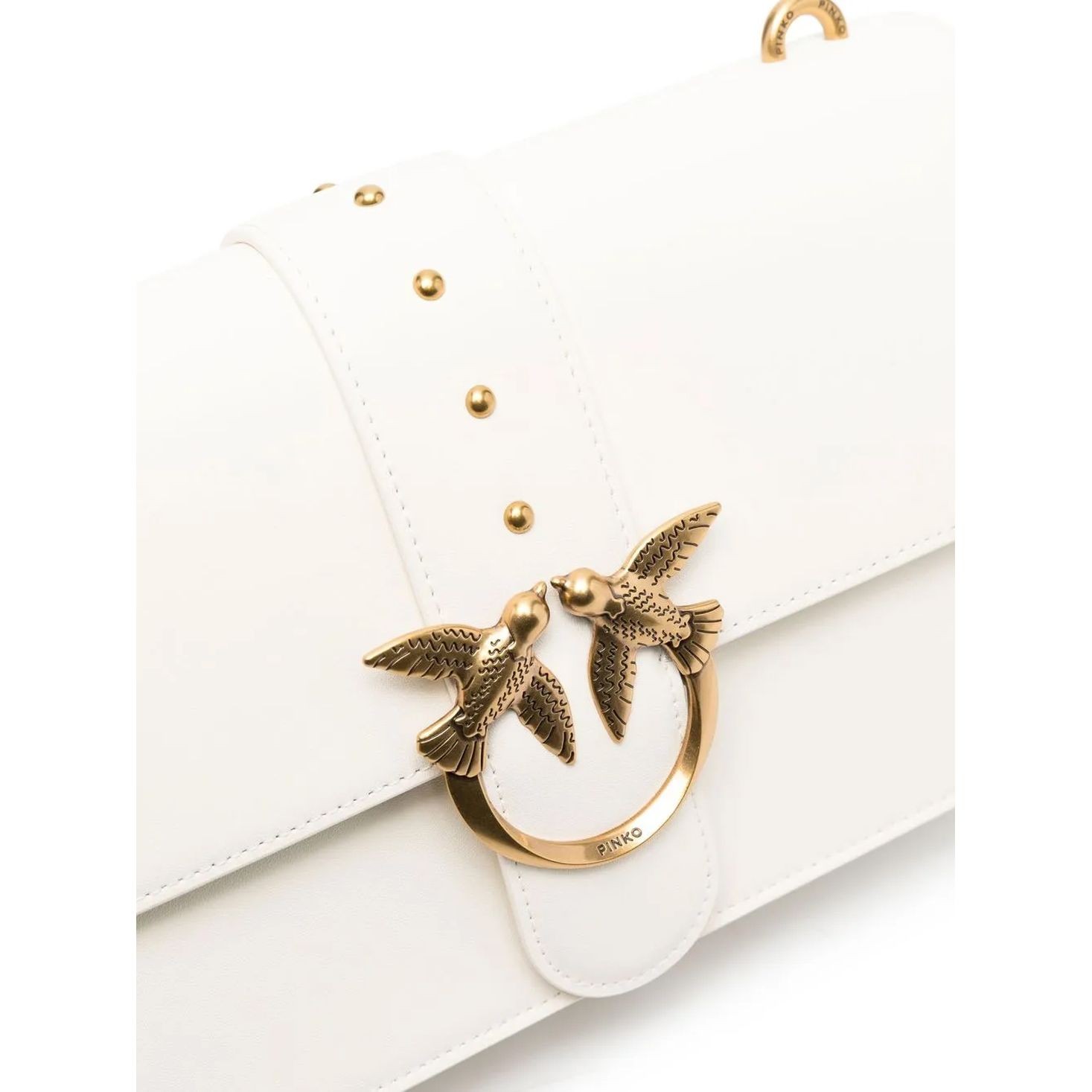 PINKO Rankinė per petį moterims, Balta, Love leather crossbody bag 3