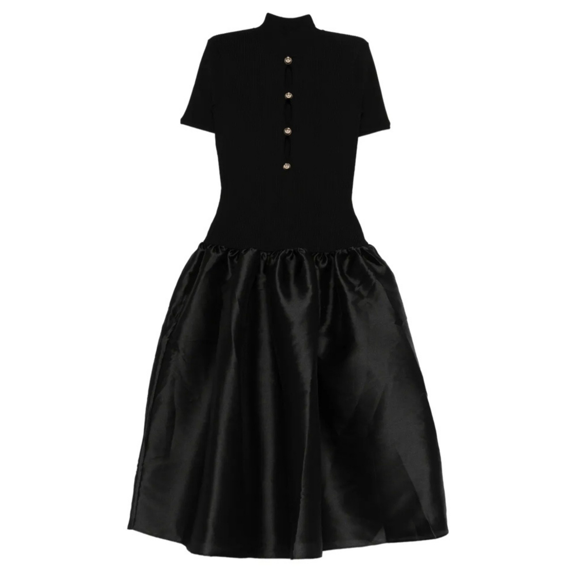 SELF PORTRAIT Midi suknelė moterims, Juoda, Knit taffeta midi dress 1