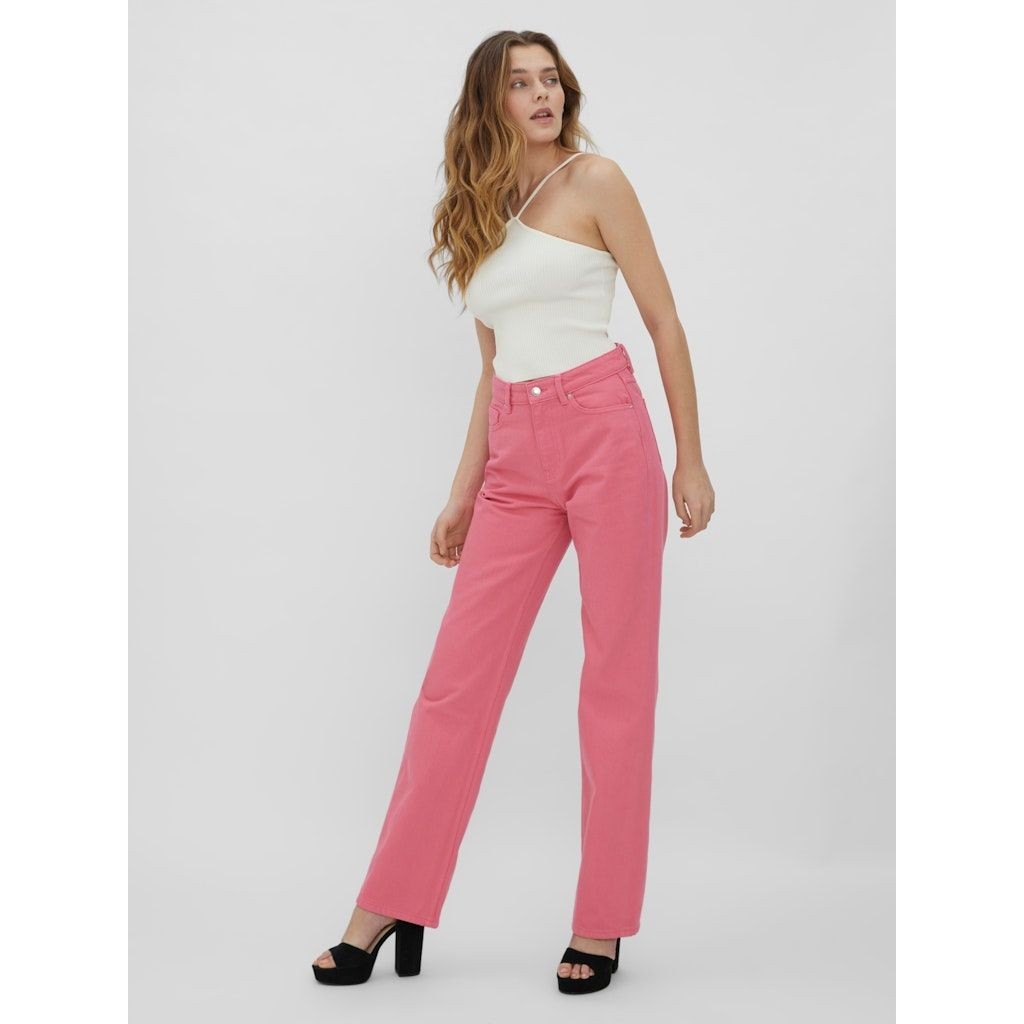 VERO MODA Tiesūs džinsai moterims, Rožinė, VMKITHY HR LOOSE STRA 5
