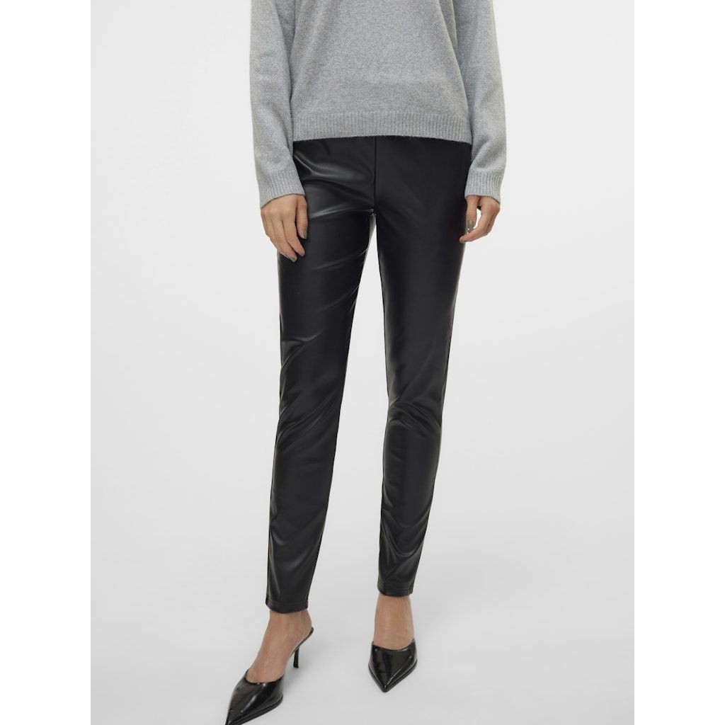 VERO MODA Odinės kelnės moterims, Juoda, Ciff leggings 6
