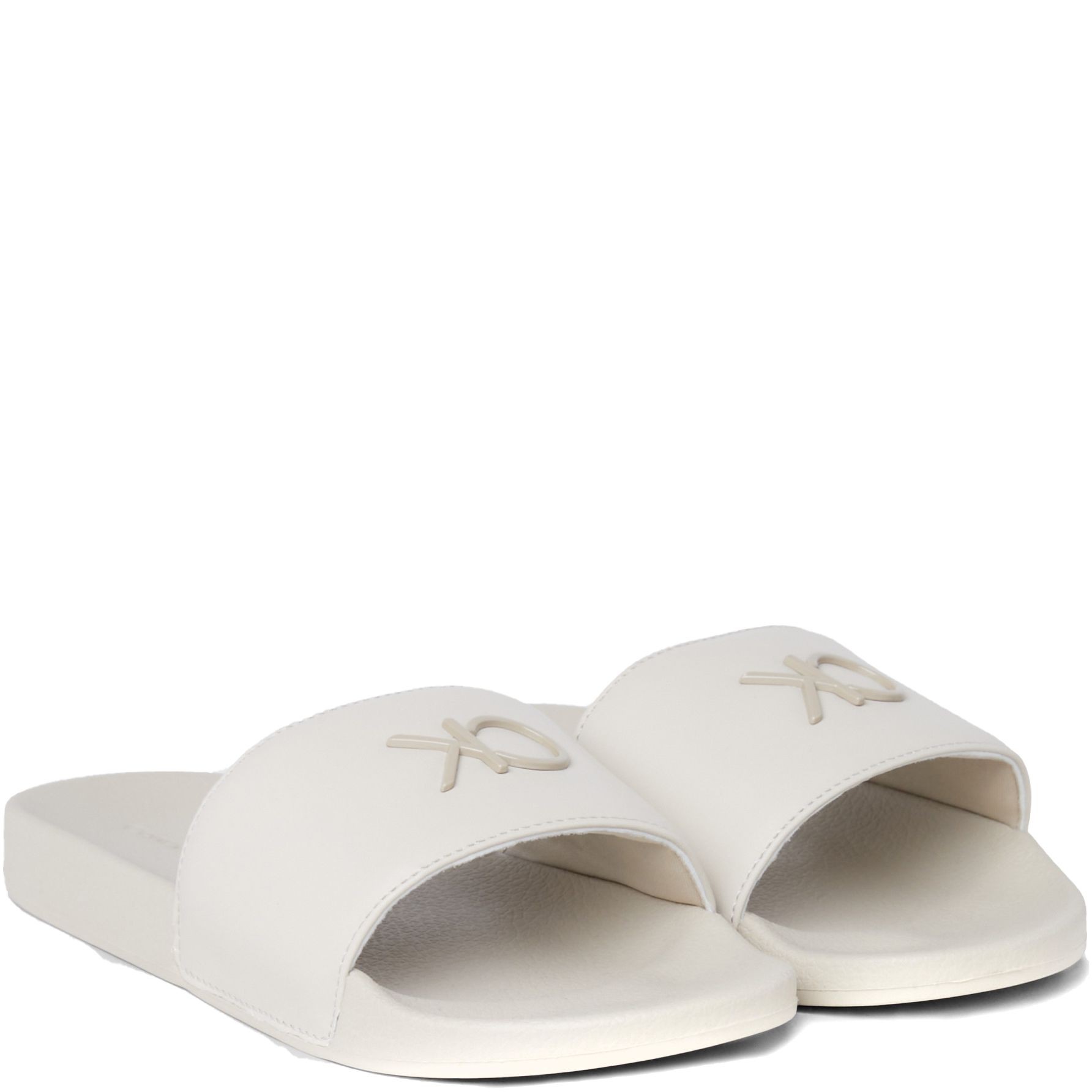 CALVIN KLEIN Guminės šlepetės moterims, Smėlio, Pool slide relock 1