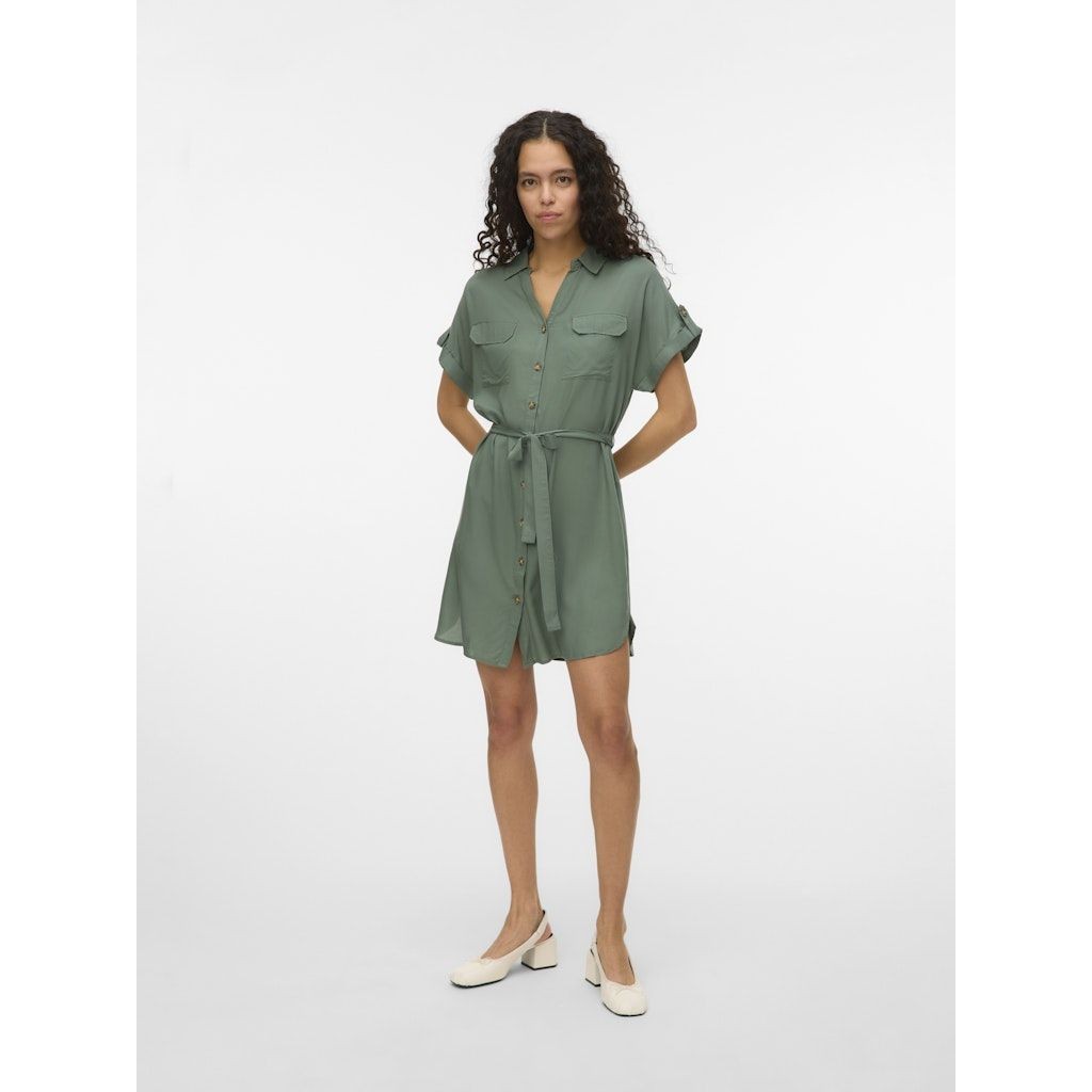 VERO MODA Mini suknelė moterims, Chaki, Bumpy short shirt dress 3