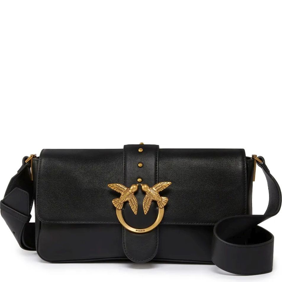 PINKO Rankinė per petį moterims, Juoda, Love one shoulder bags 1
