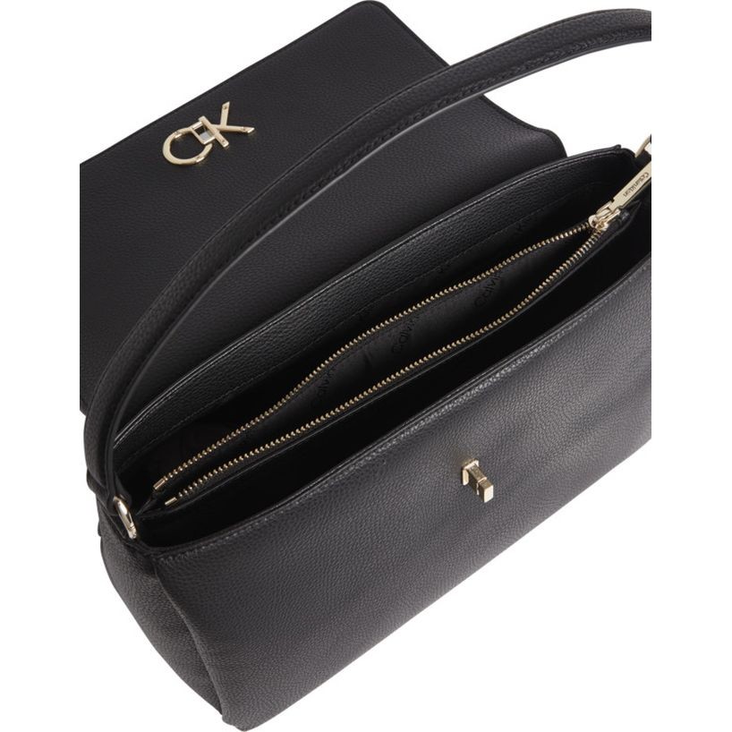 CALVIN KLEIN Rankinė per petį moterims, Juoda, RE-LOTOTE W/FLAP PBL 3