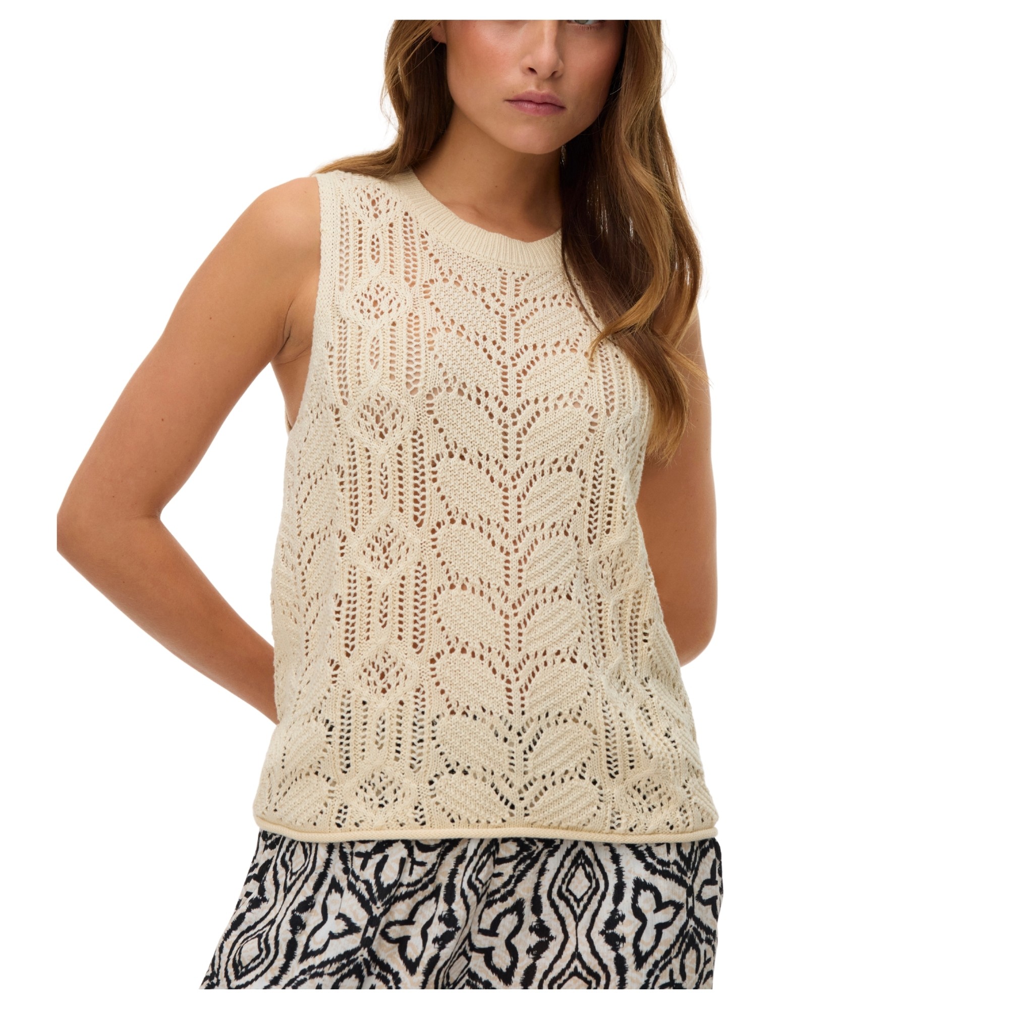 VERO MODA Megzta palaidinė moterims, Balta, Misty marina 1