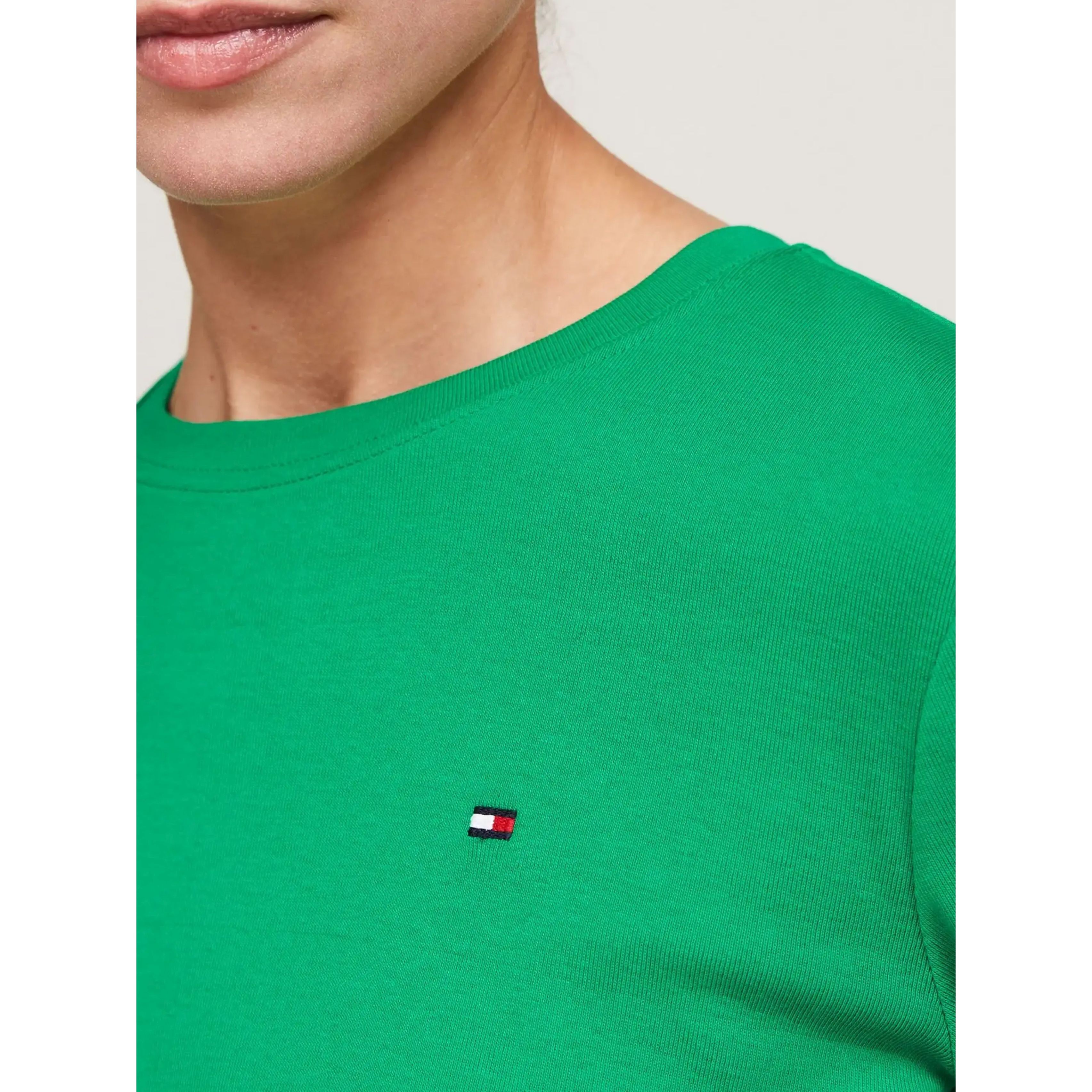 TOMMY HILFIGER Marškinėliai trump. rankovėmis moterims, Žalia, New slim cody c-nk ss 4