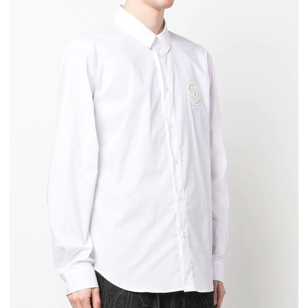 VERSACE JEANS CUTURE Marškiniai ilgomis rankovėmis vyrams, Balta, Patch v-emb gold shirt 2