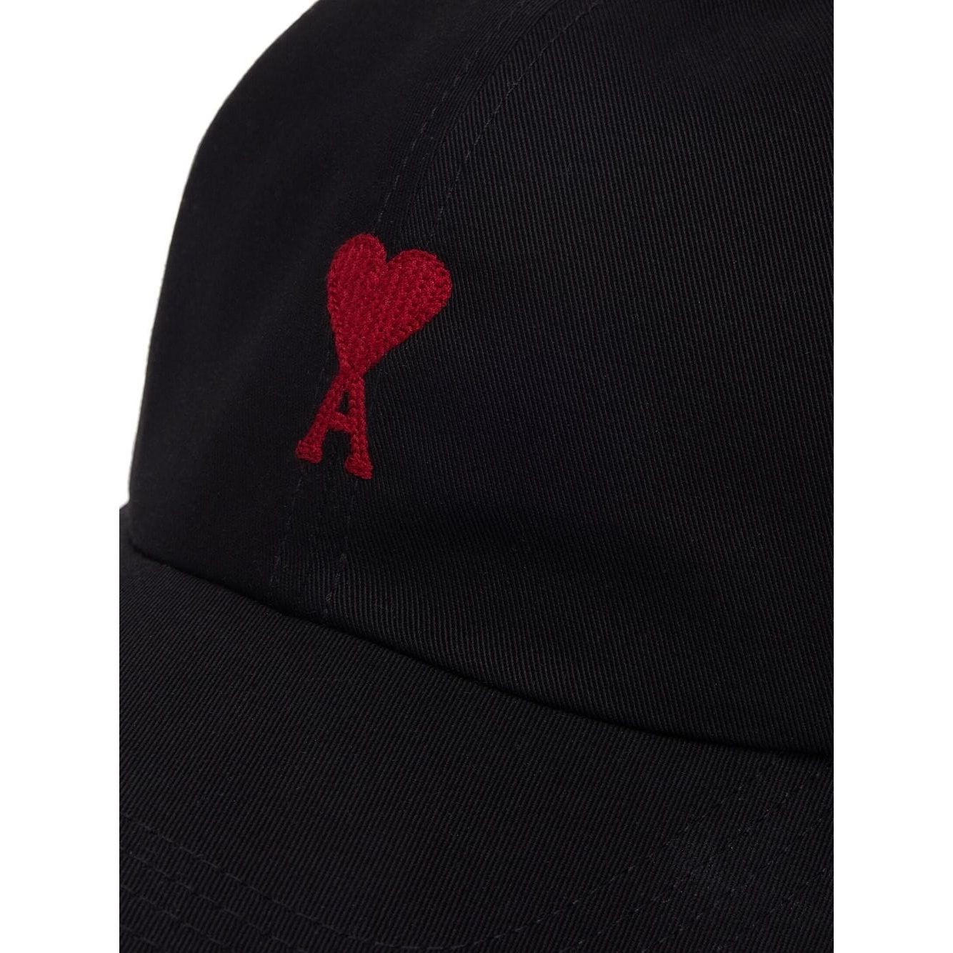 AMI PARIS Kepurė, Juoda, Red adc embroidery cap 3