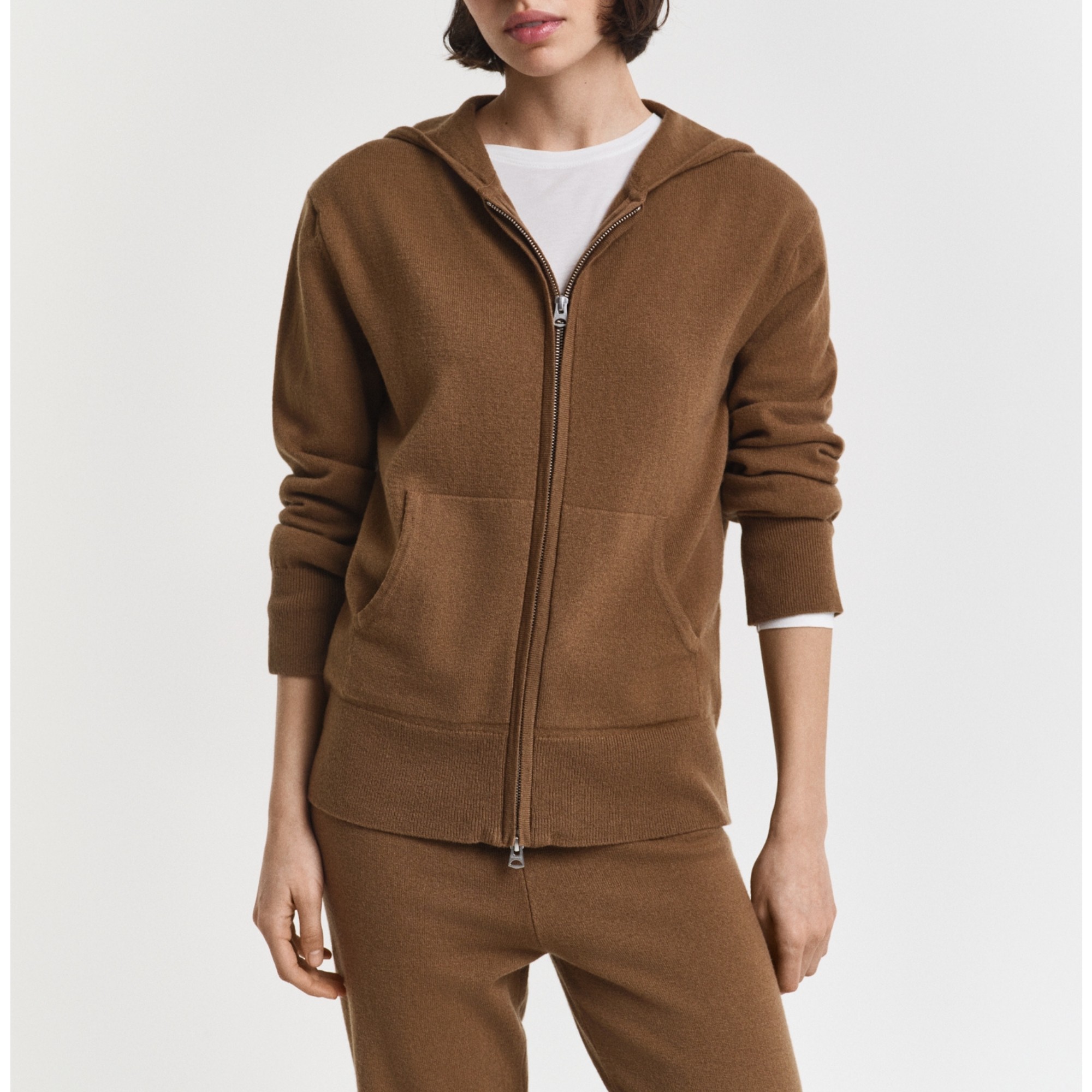 GANT Džemperis moterims, Chaki, superfine lambswool zip 2