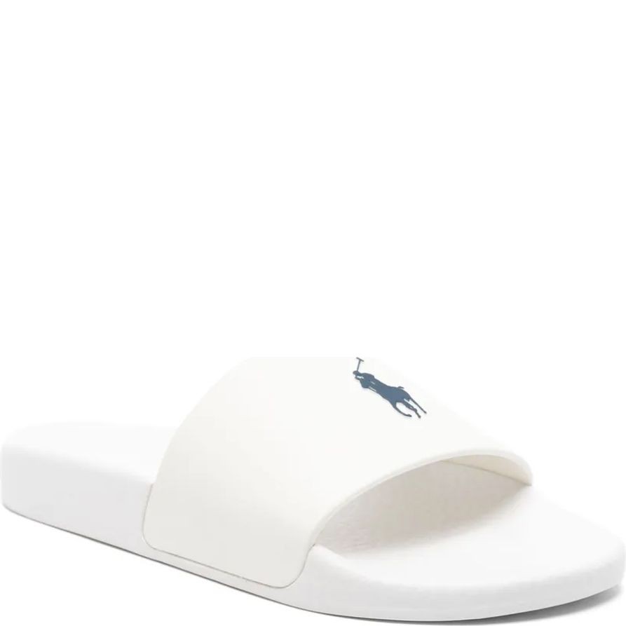 POLO RALPH LAUREN Guminės šlepetės moterims, Balta, Polo slide-sandals-slide 2