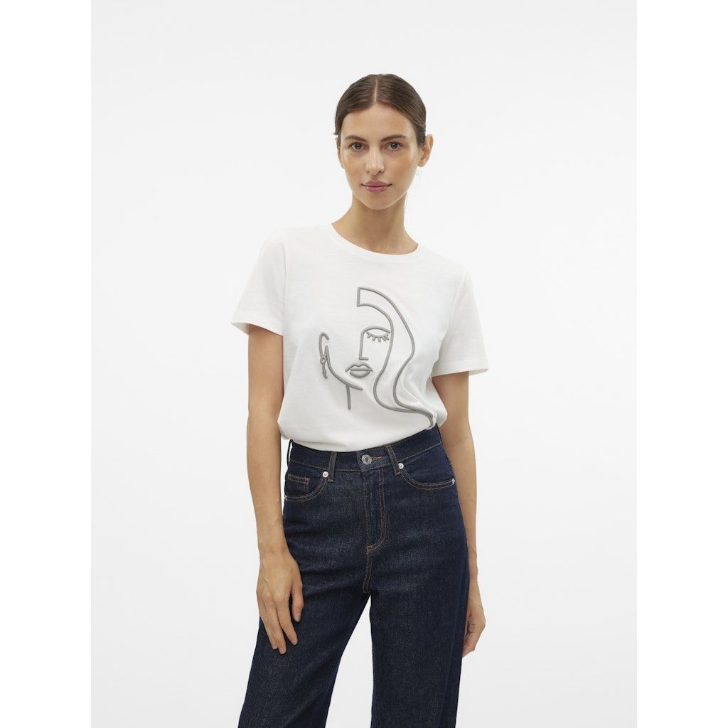 VERO MODA Marškinėliai moterims, Balta, Line olly top box 6