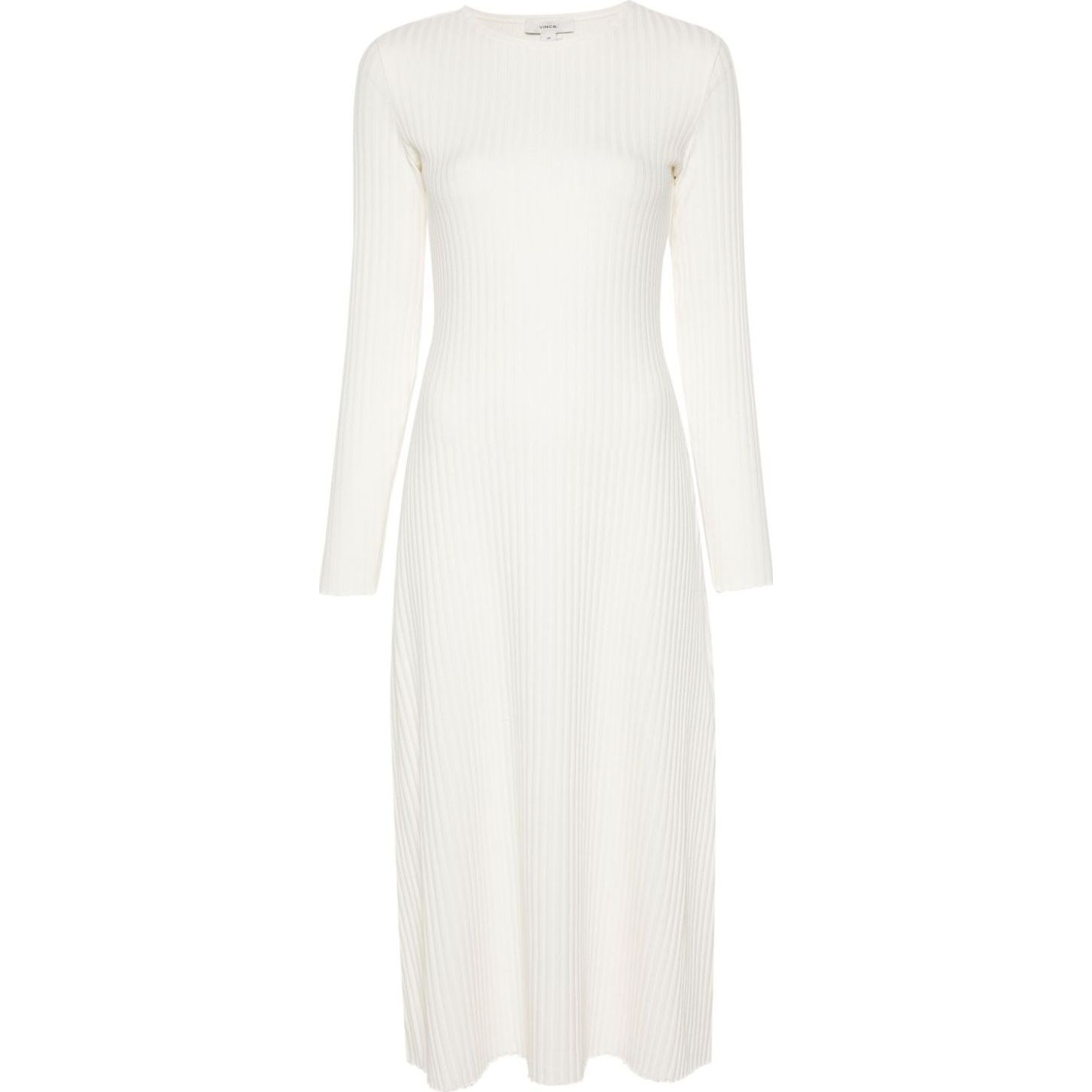 VINCE Maxi suknelė moterims, Balta, Rib ls crew nk dress 1