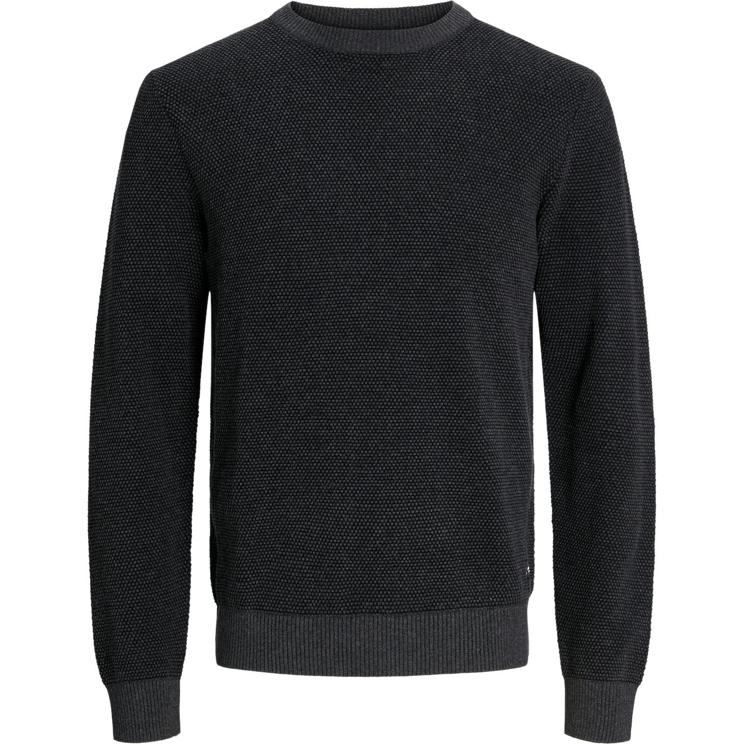 JACK & JONES Megztinis vyrams, Juoda, Globe knit crew neck 1