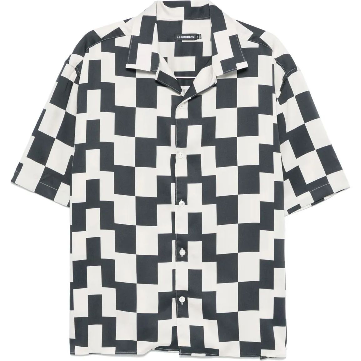 J.LINDEBERG Marškiniai trump. rankovėmis vyrams, Juoda, Ellis stack bridge print shirt