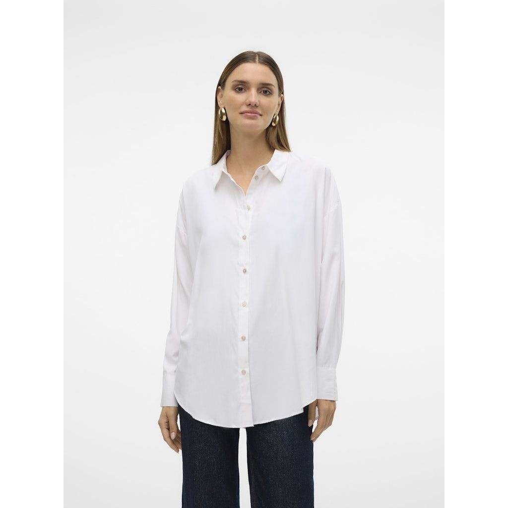 VERO MODA Marškiniai ilgomis rankovėmis moterims, Balta, Nora oversize shirt 2