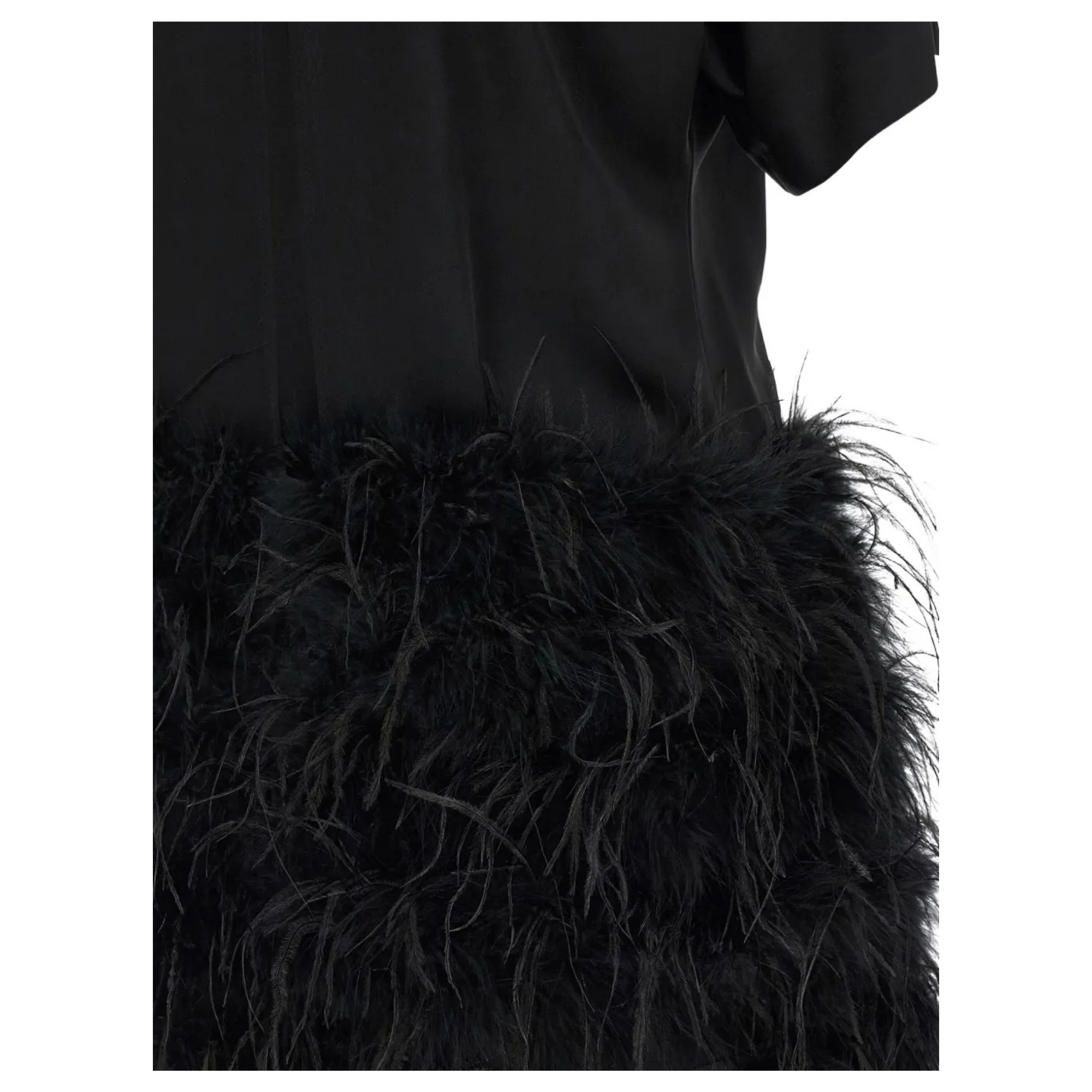 PINKO Mini suknelė moterims, Juoda, Sapientino abito satin e piume 3