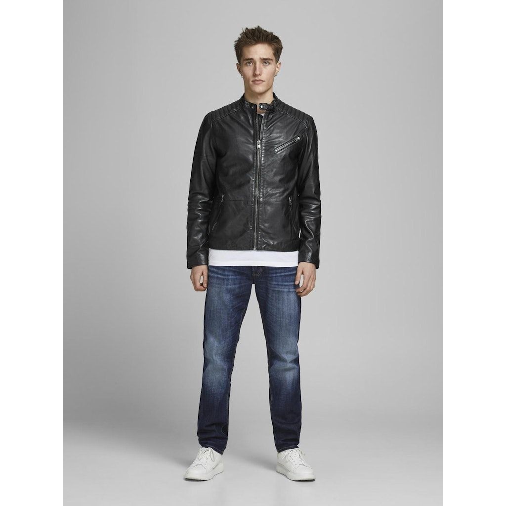 JACK & JONES Megztinis vyrams, Juoda, JJEJOEL LEATHER JACK 7
