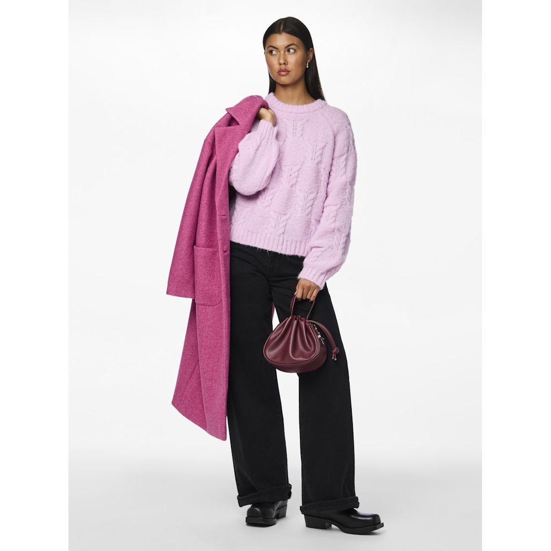 PIECES Megztinis moterims, Rožinė, Neo oneck knit 6