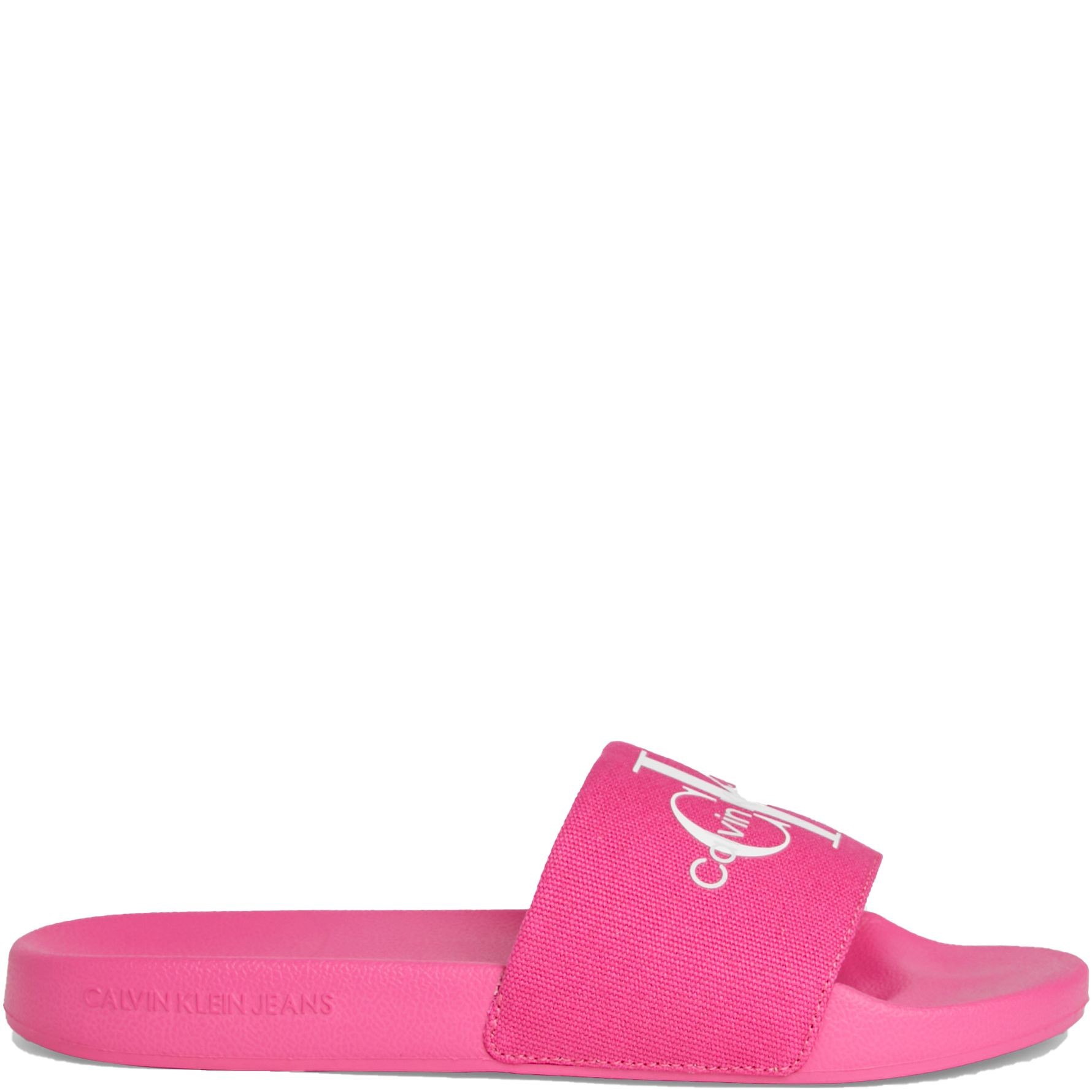 CALVIN KLEIN JEANS Guminės šlepetės moterims, Rožinė, Slide monogram 2