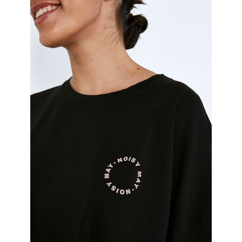 NOISY MAY Marškinėliai moterims, Juoda, NMLOUI S/S O-NECK LOG 5
