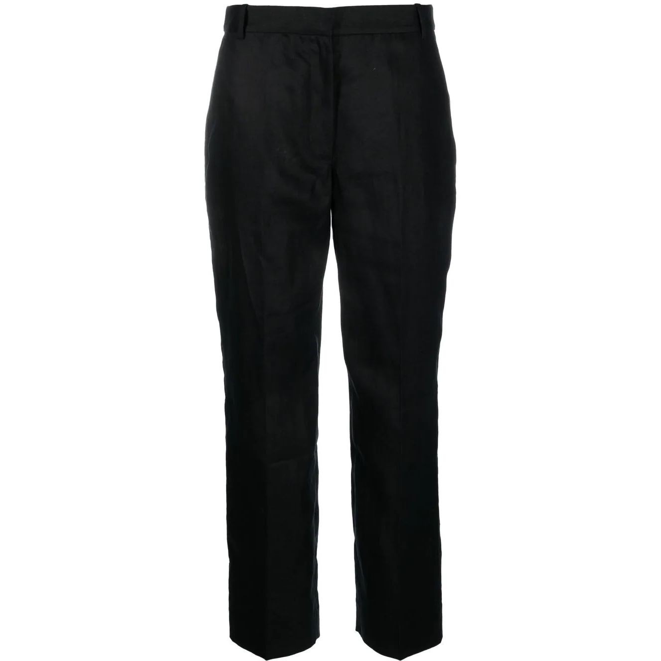 CALVIN KLEIN Kelnės moterims, Juoda, Linen slim  cropped pant 1