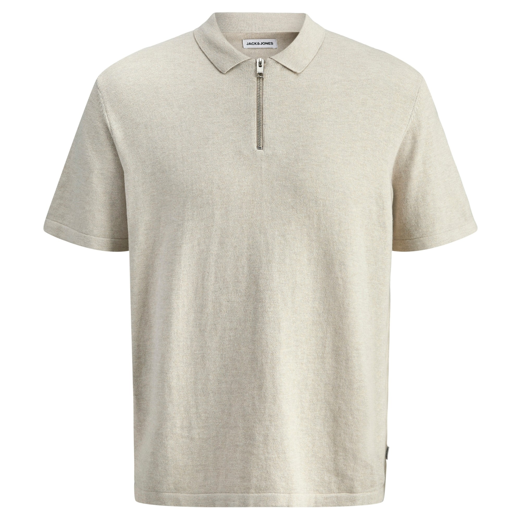 JACK & JONES Megzta palaidinė vyrams, Smėlio, Emill knit zip polo ss 1
