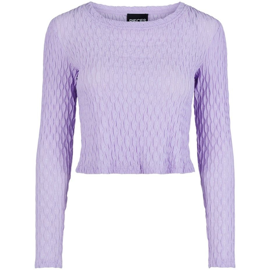 PIECES Palaidinės moterims, Violetinė, PCFUBS LS SHORT TOP D 1