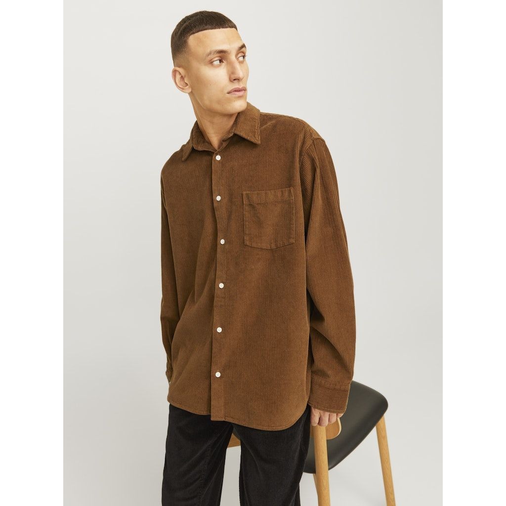 JACK & JONES Lengva striukė vyrams, Ruda, Blicher cord shirt 7