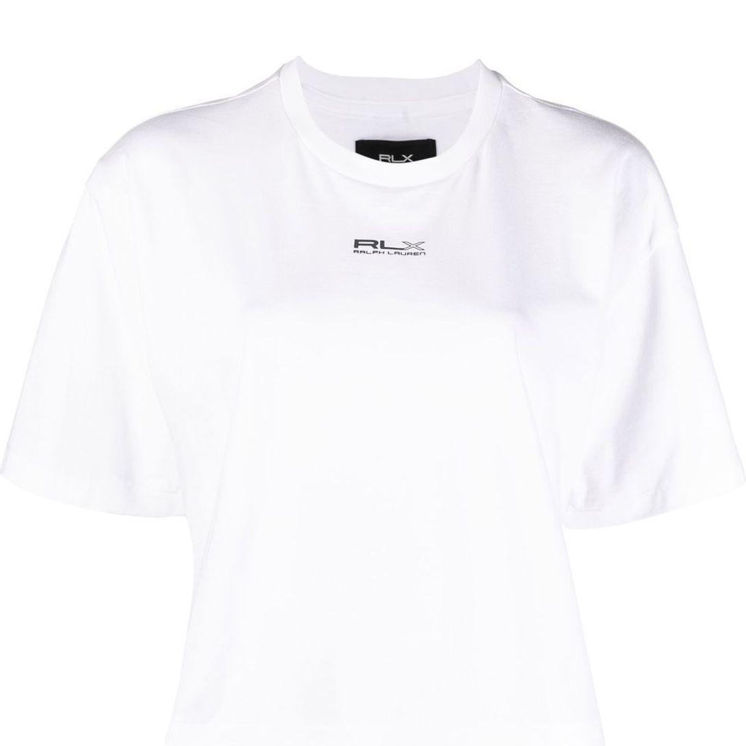 RALPH LAUREN RLX Marškinėliai trump. rankovėmis moterims, Balta, Short sleeve cropped t-shirt