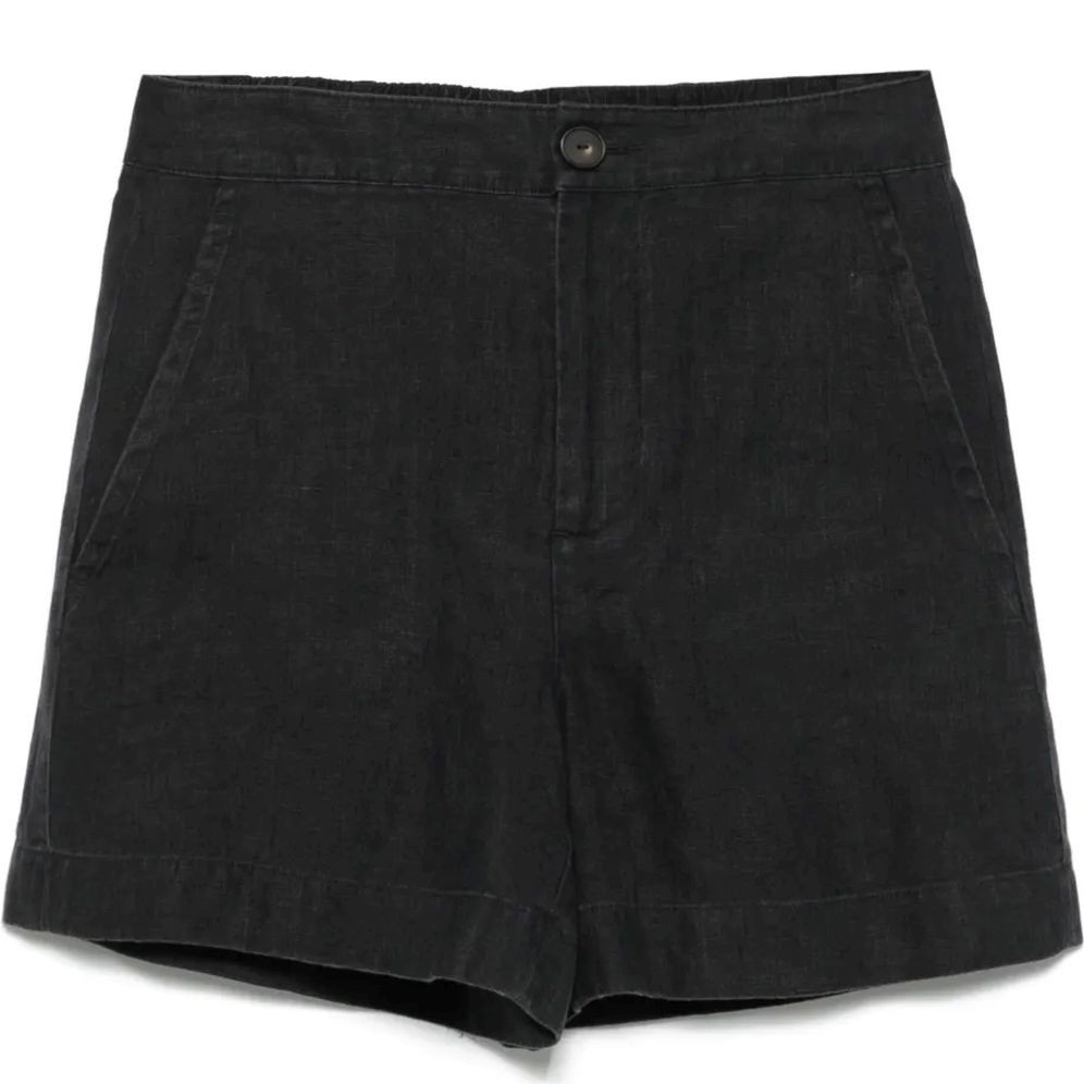 VINCE Šortai moterims, Juoda, Mid rise hemp short