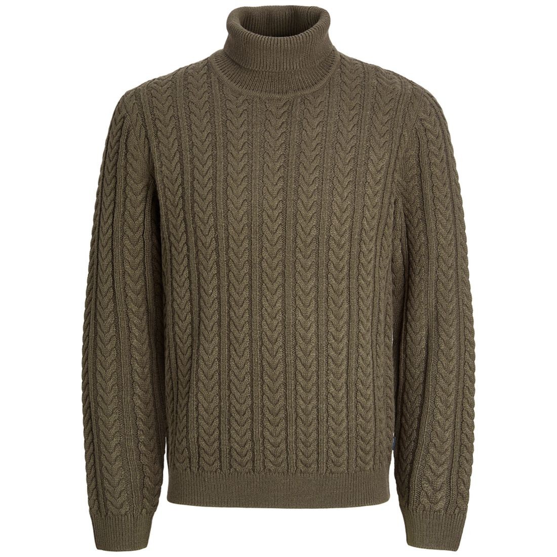 JACK & JONES Megztinis su kaklu vyrams, Chaki, Blusean knit cable roll neck