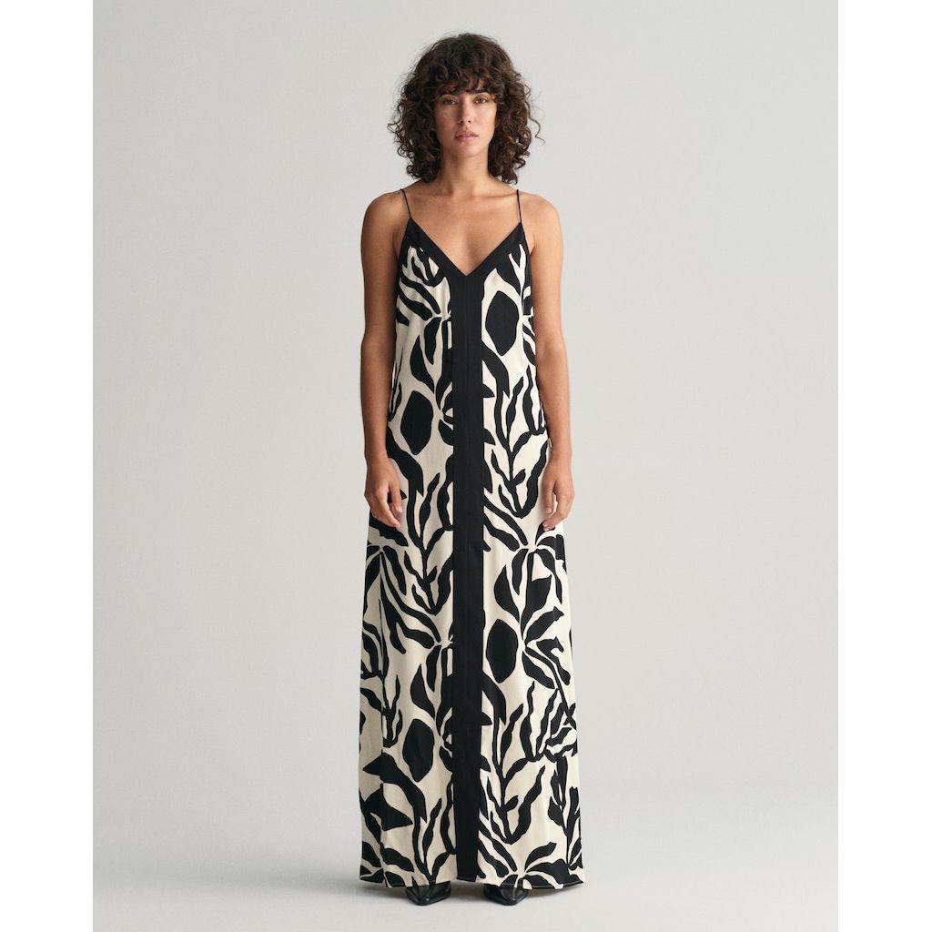 GANT Midi suknelė moterims, Smėlio, PALM PRINT STRAP DRESS 5