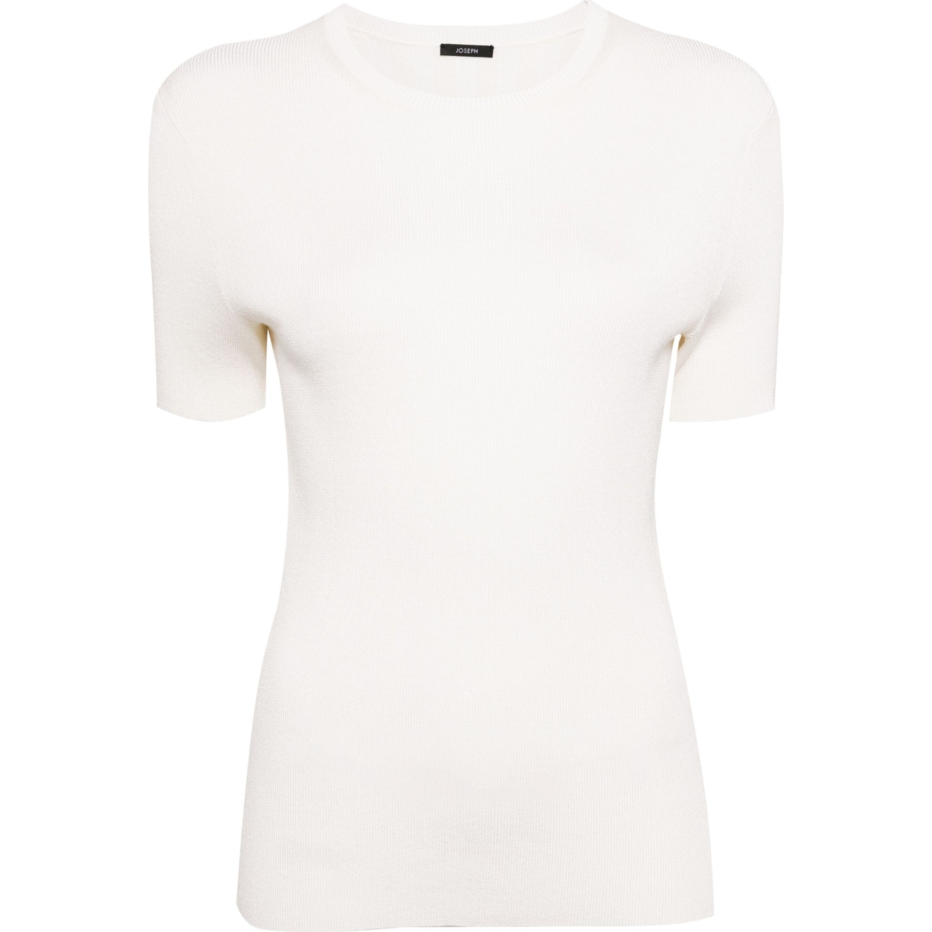 JOSEPH Marškinėliai trump. rankovėmis moterims, Balta, Ss top satiny rib 1