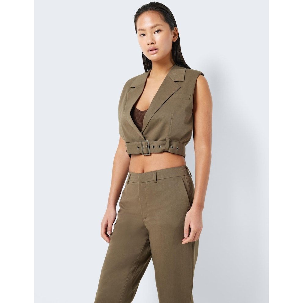 NOISY MAY Paltas moterims, Žalia, NMTHEA S/L BELTED VES 5