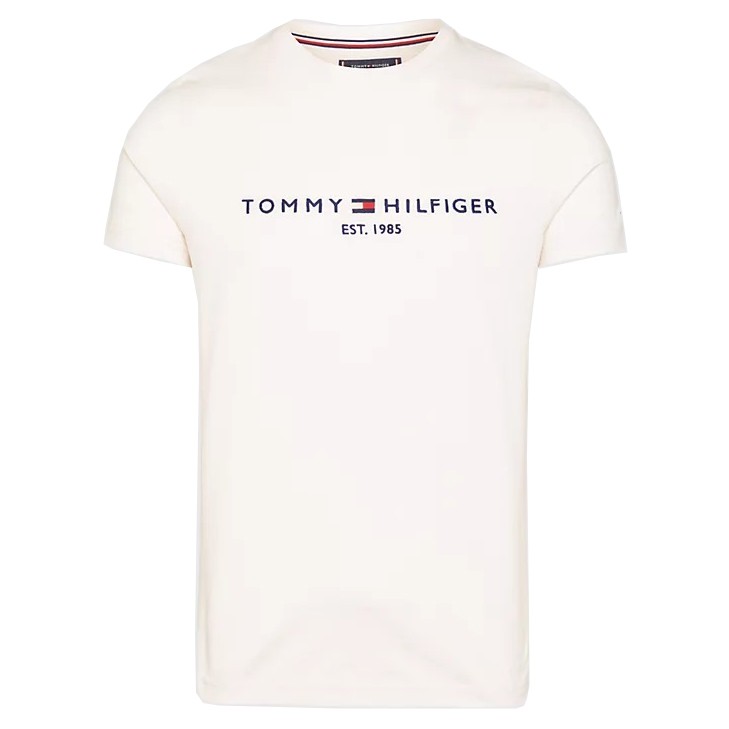 TOMMY HILFIGER Marškinėliai trump. rankovėmis vyrams, Smėlio, Tommy logo tee 1