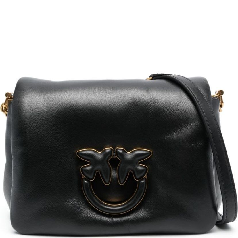 PINKO Rankinė per petį moterims, Juoda, Love click puff shoulder bag 1