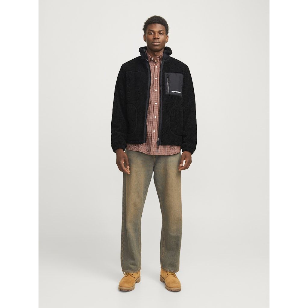 JACK & JONES Lengva striukė vyrams, Juoda, Vester bro teddy jacket 3