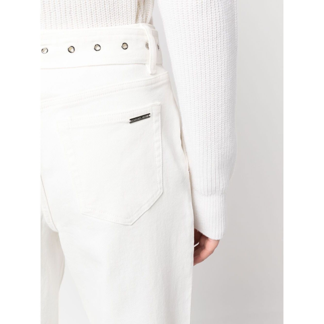 MICHAEL KORS Laisvalaikio kelnės moterims, Pilka, Pleated belted denim pant 4