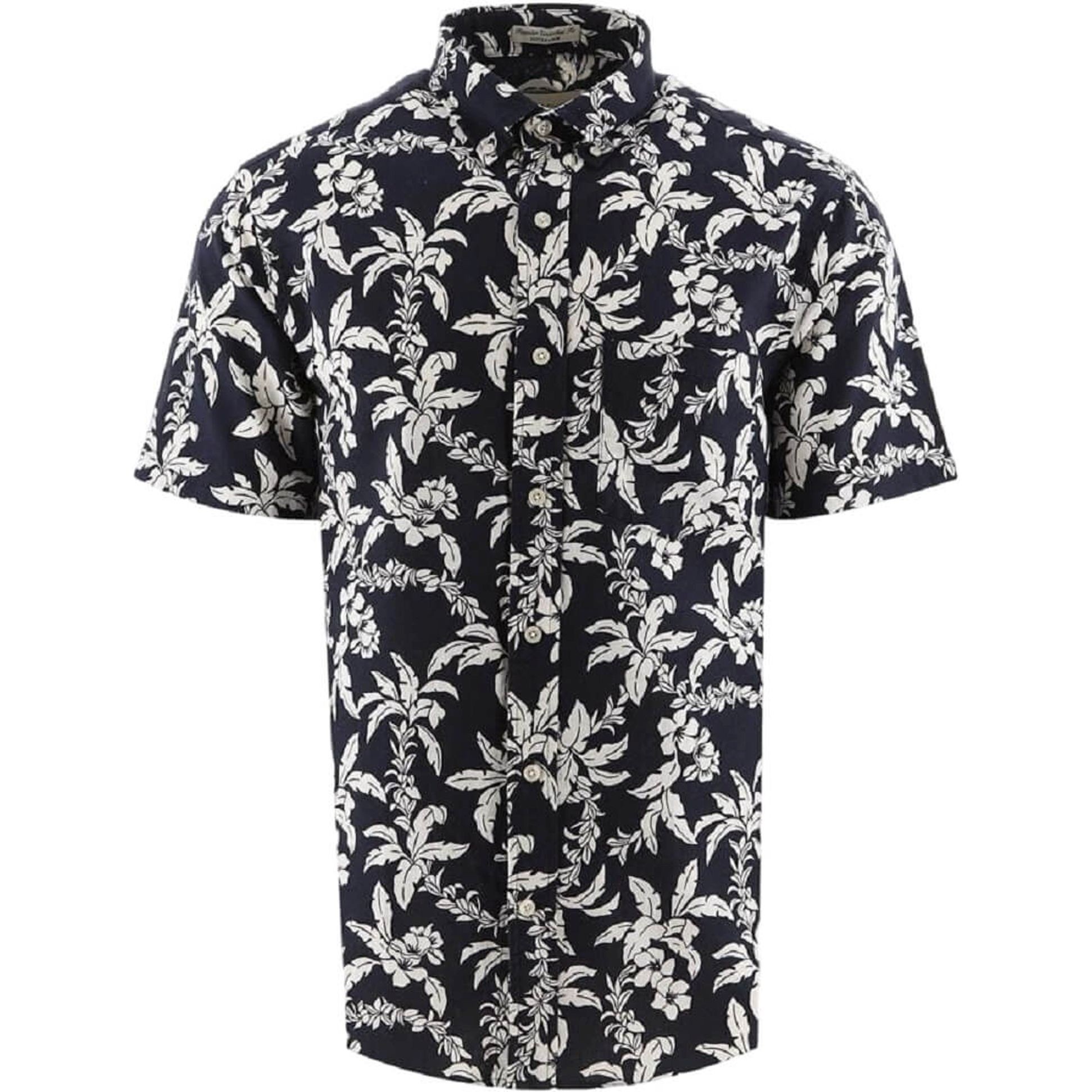 GANT Marškiniai vyrams, Mėlyna, REG COTTON LINEN PALM SS SHIRT 1