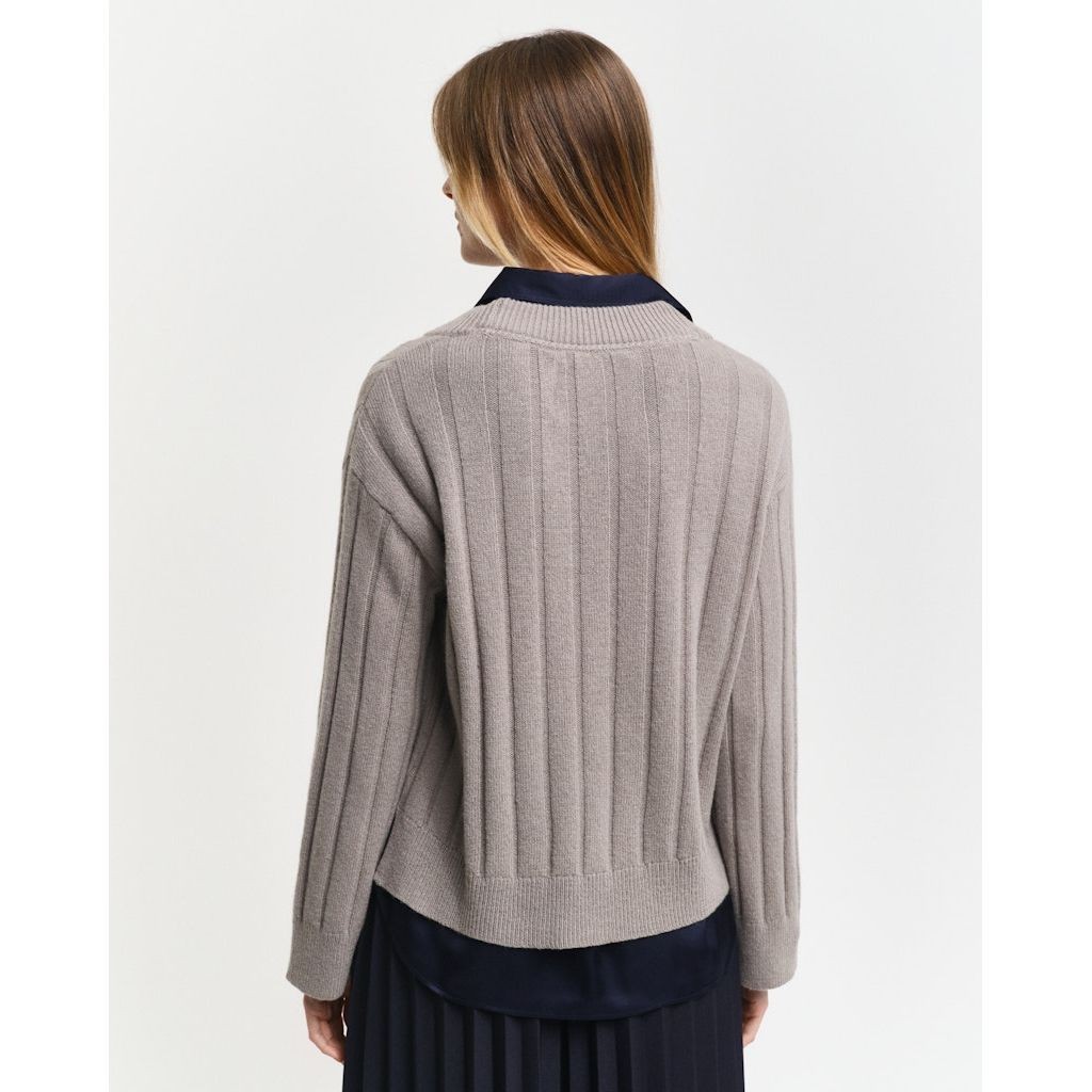 GANT Megztinis moterims, Pilka, Wide ribbed wool sweater 3